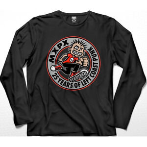Punk Black Long sleeves Men Music Concert T-Shirt MXPX 25 YEARS OF LEFT COAST